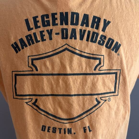 Y2K Harley Davidson Ladies T-Shirt Size L Orange Rhinestone Bikercore Grunge - Picture 6 of 8